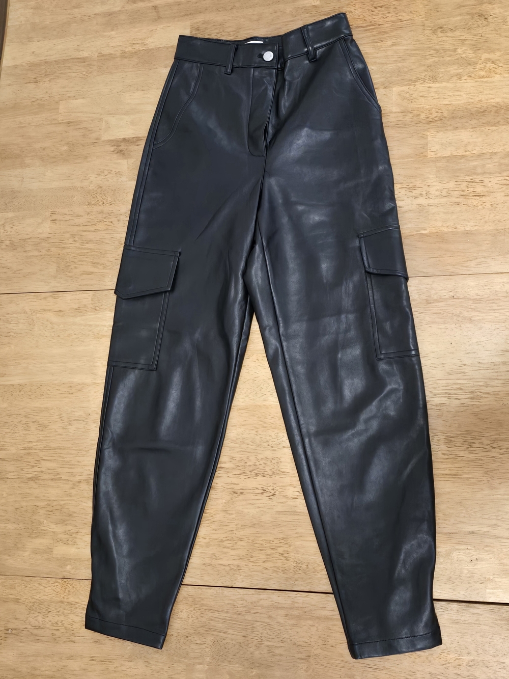 Wilfred Black Faux Leather Cargo Pants